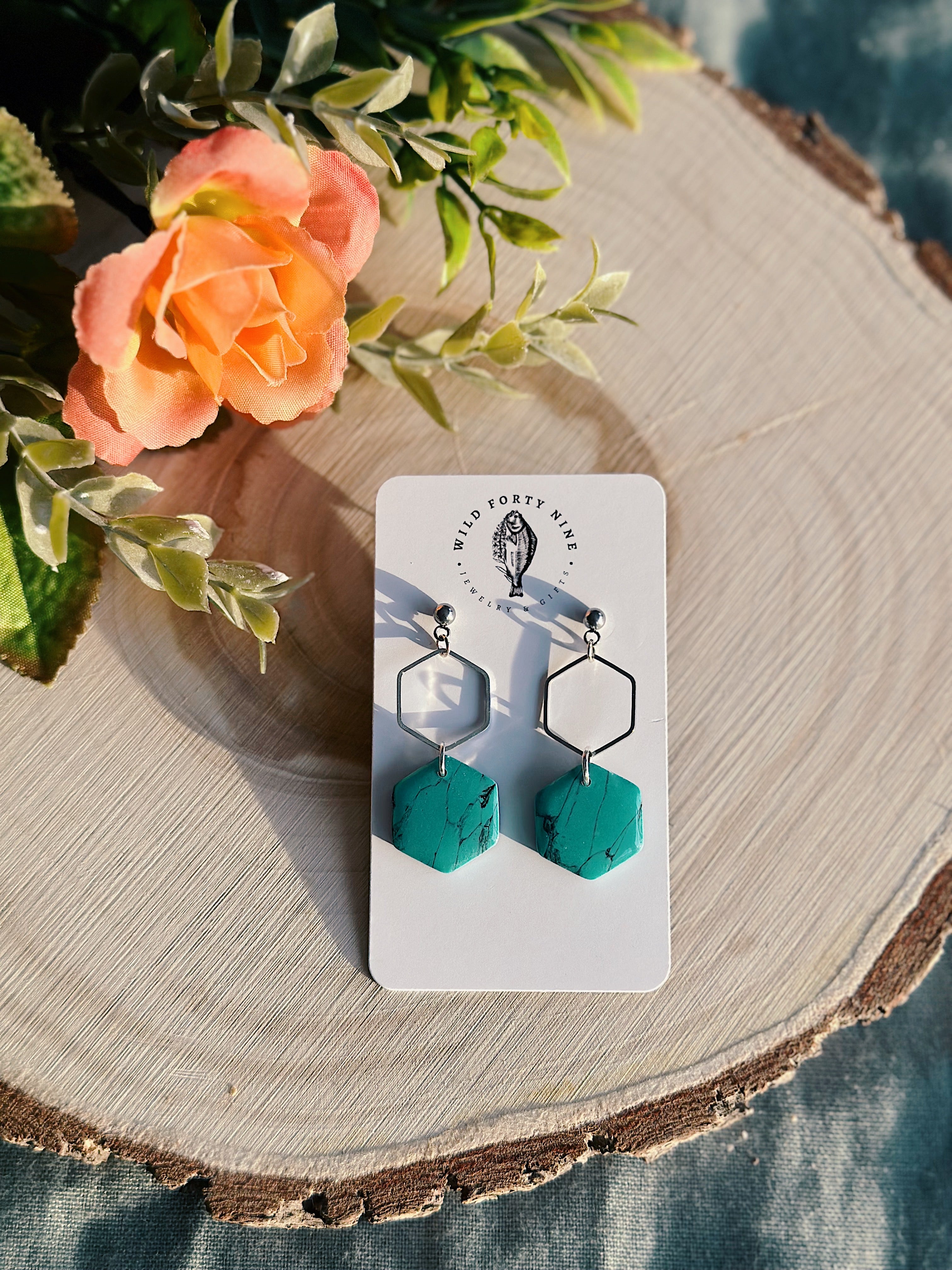 Geometric Shaped Turquoise  Dangles