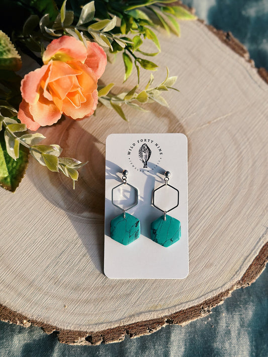 Geometric Shaped Turquoise  Dangles