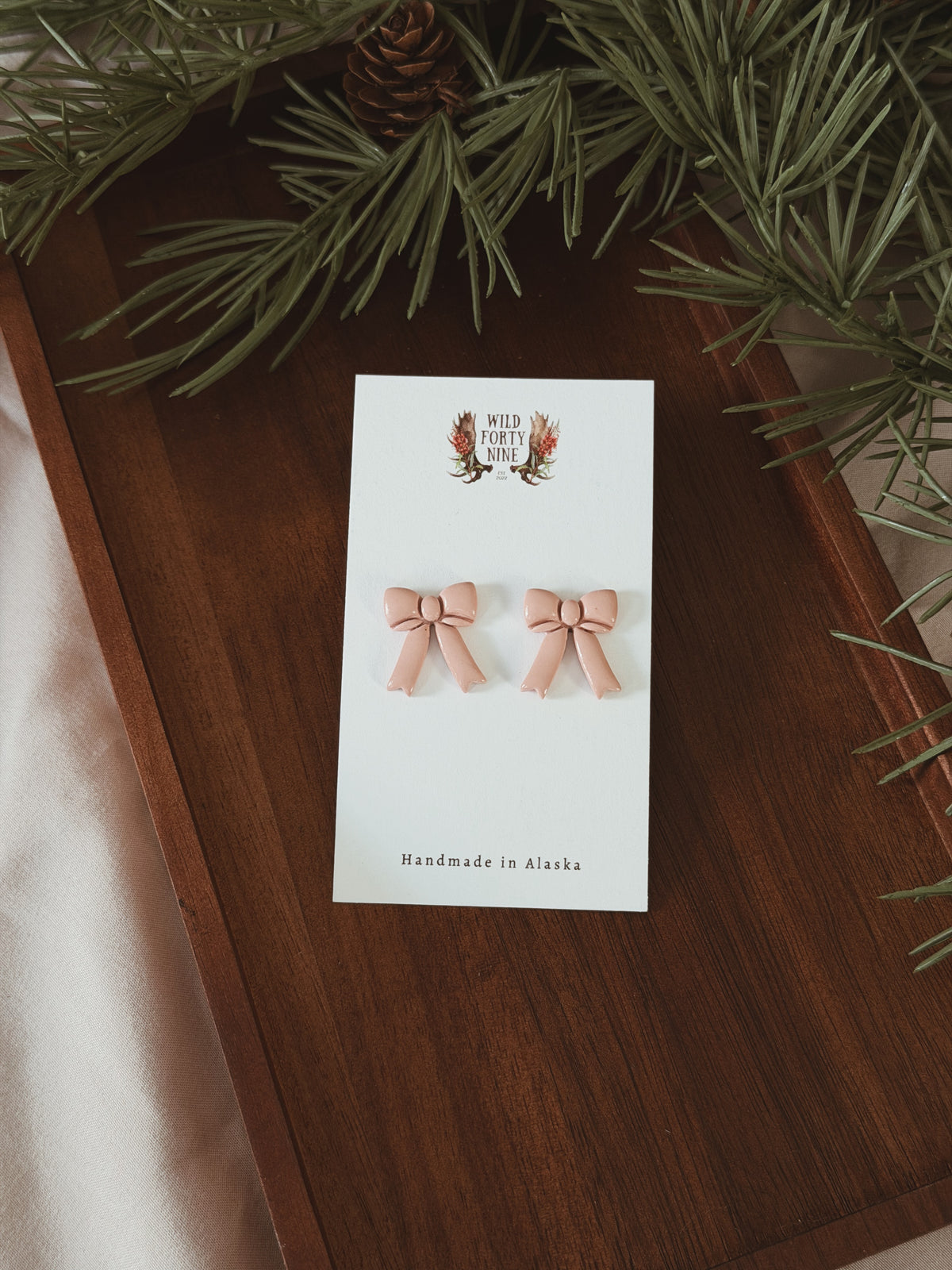Pink Bow Studs