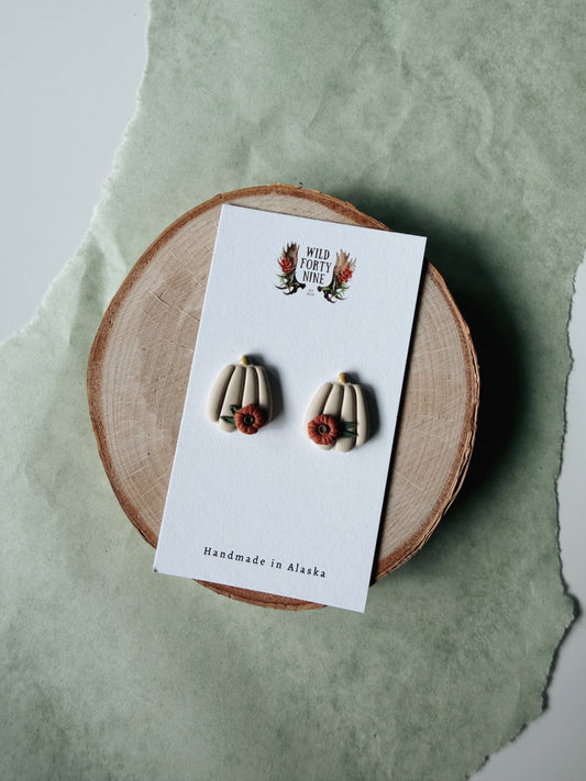 Pumpkin Floral Studs